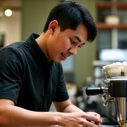 Barista utama kami sedang membuat kopi